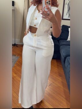 Women's High-Waist Wide-Leg Pants - White
